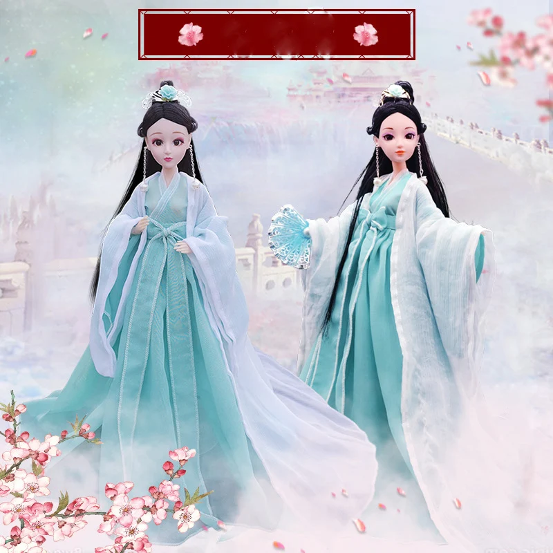 1/6 Scale 30CM Ancient Costume Long Hair Princess Barbi Fairy Dress Hanfu Doll 12 or 20 Joints Body Model Toys Gift For Girl for caterpillar cat349fl xe hydraulic excavator mode alloy 1 50 scale die cast model toy car