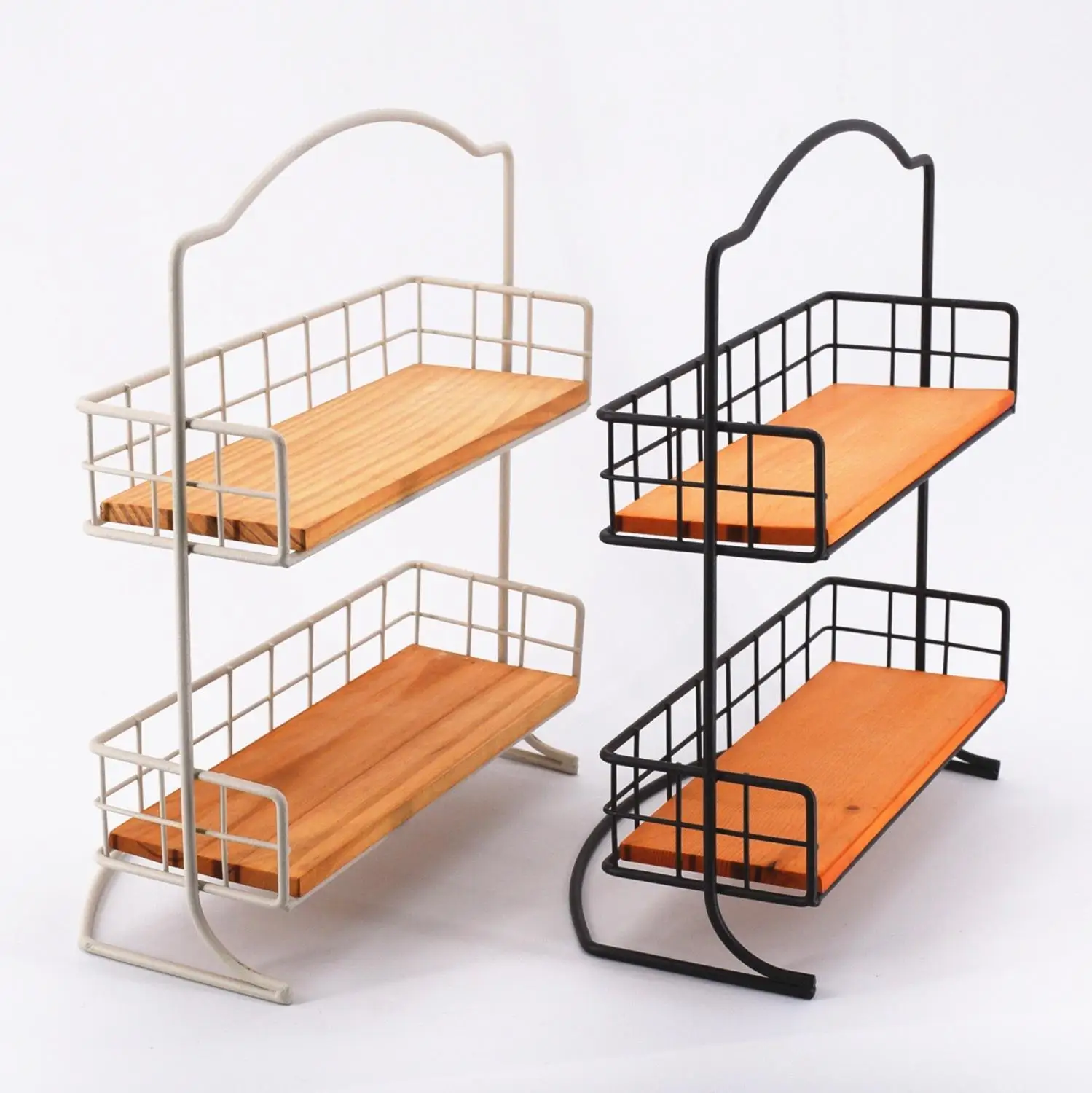 

2 Layers Storage Rack Iron Wooden Storage Shelf Standing Storage Holders Rack Shelf For Flower Pot Bedroom Kitchen DIY