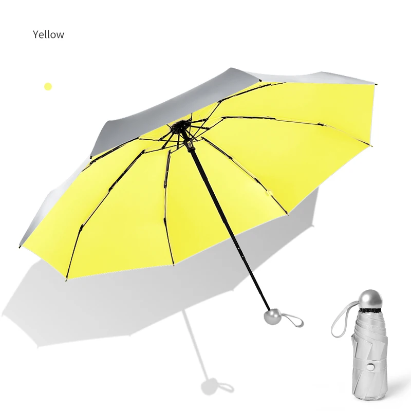 Umbrella 1 Yellow Дождевой и ветрозащитный светильник, складной портативный зонт для женщин, мужчин и детей, 8 Ребров, карманный мини-зонт, анти-УФ - Цвет: Umbrella 1 Yellow
