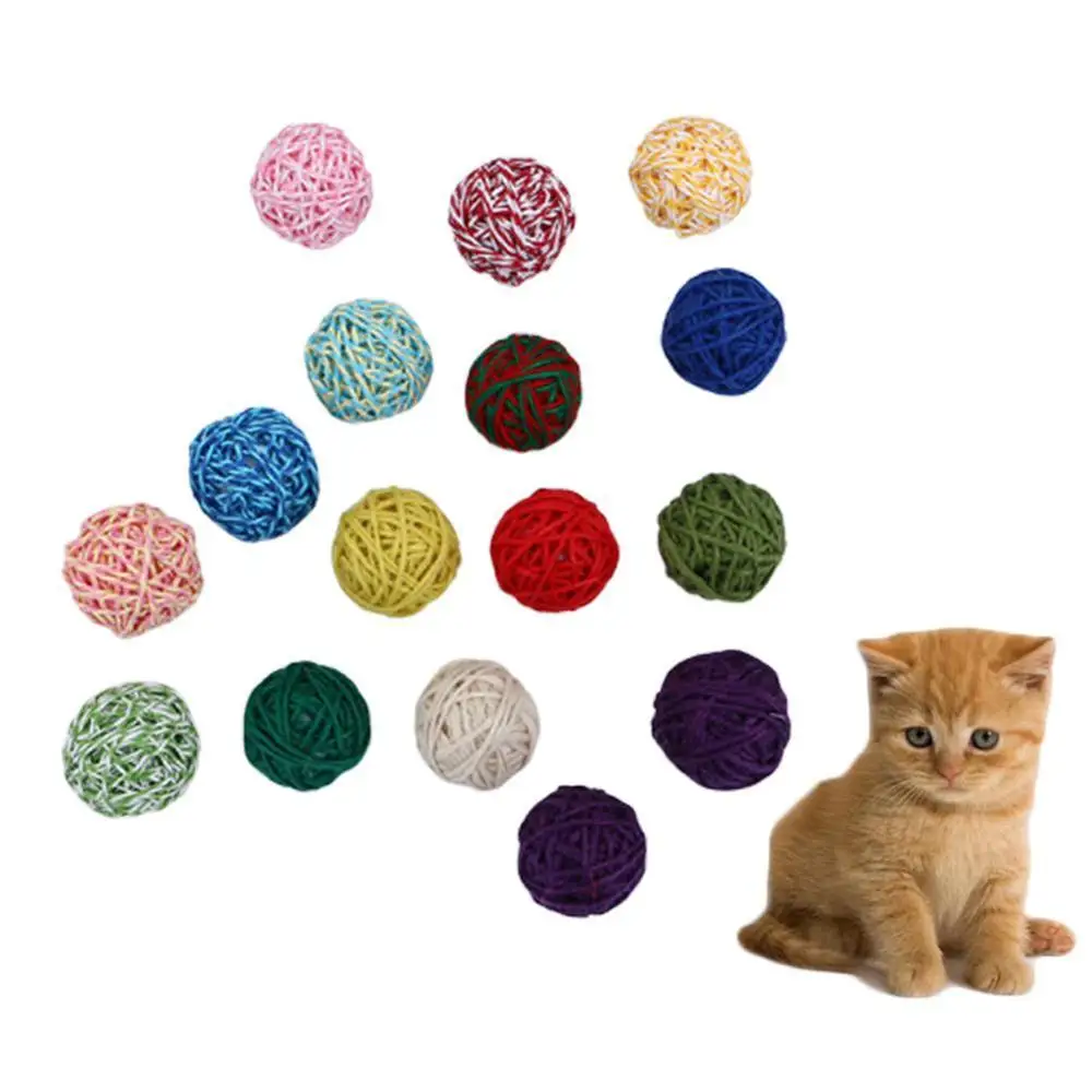 

2PCS Pet Fun Bell Pet Yarn Ball Kitten Cat Wool Ball Product Zero Exercise Game Chew Toy Cat Ball Toy with bell Funny Chew