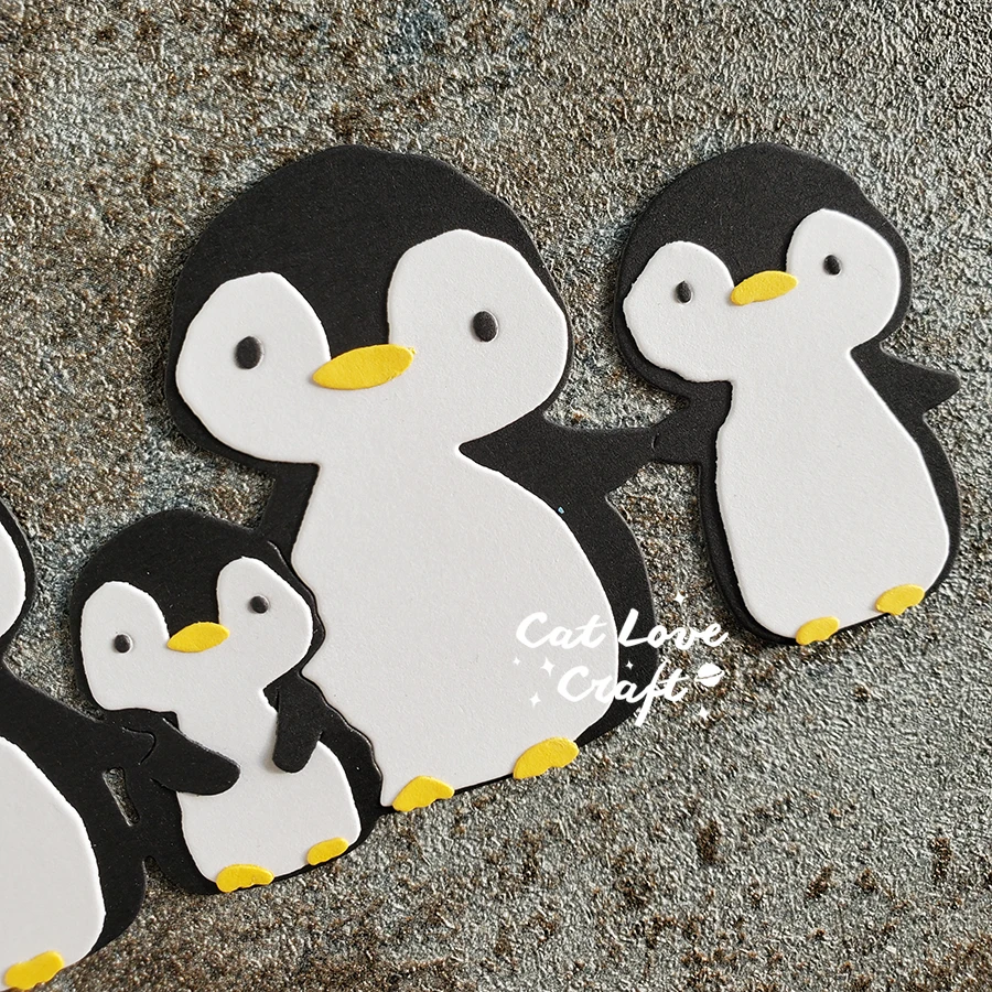 Fustelle in metallo a forma di pinguino, stencil fai da te, album