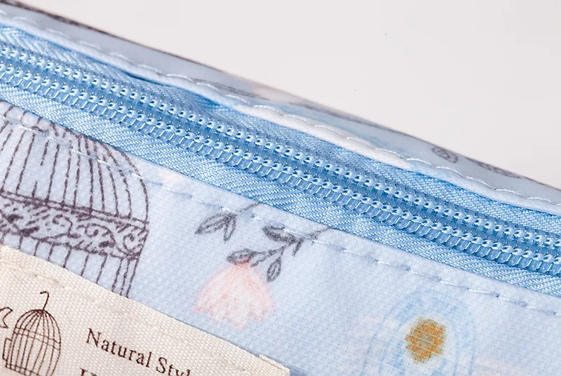 FUDEAM Polyester Rose Flower Bird Pattern Women Cosmetic Bag Toiletries Storage Organize Waterproof MakeUp Bag Portable Wash Bag