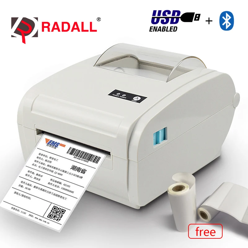 Online Impresora de etiquetas térmicas de alta calidad impresora de código de barras 110mm logística USB Bluetooth Auto Peeling impresora portátil RD 9210