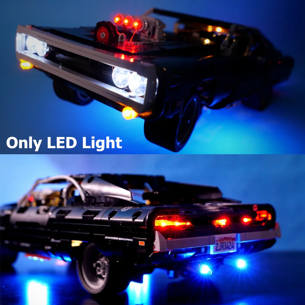 (Only light) LED Lighting Kit For Dom’s Dodge Charger 1970 Car Building Blocks Set Bricks Classic Movie Model 42111