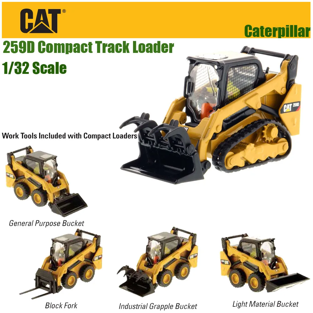 Dm Caterrpillar 1/50 Scala Cat 259D Compatta Skid Steer Loader Di Diecast Masters Per Regalo Di Raccolta