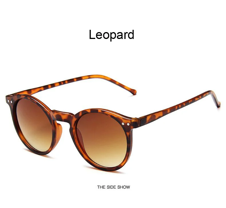 Vintage Leopard Round Sunglasses Women Fashion Cat Eye Mirror Sun Glasses Female Brand Designer Classic Gradient Oculos De Sol women's sunglasses