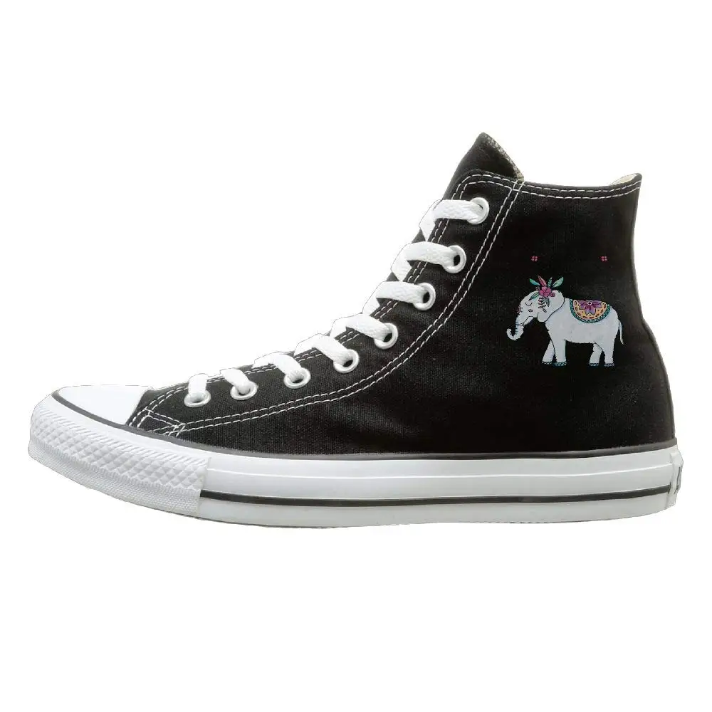 Aiguan Flower Pattern Canvas Shoes High Top Casual Black Sneakers Unisex Style |