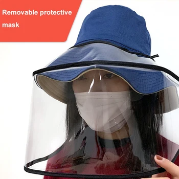 

Removable Protective Mask Fisherman Cap Anti-spray Dust-proof Hat Safety Transparent Anti-fog Saliva Hats Face Shields Sun Visor