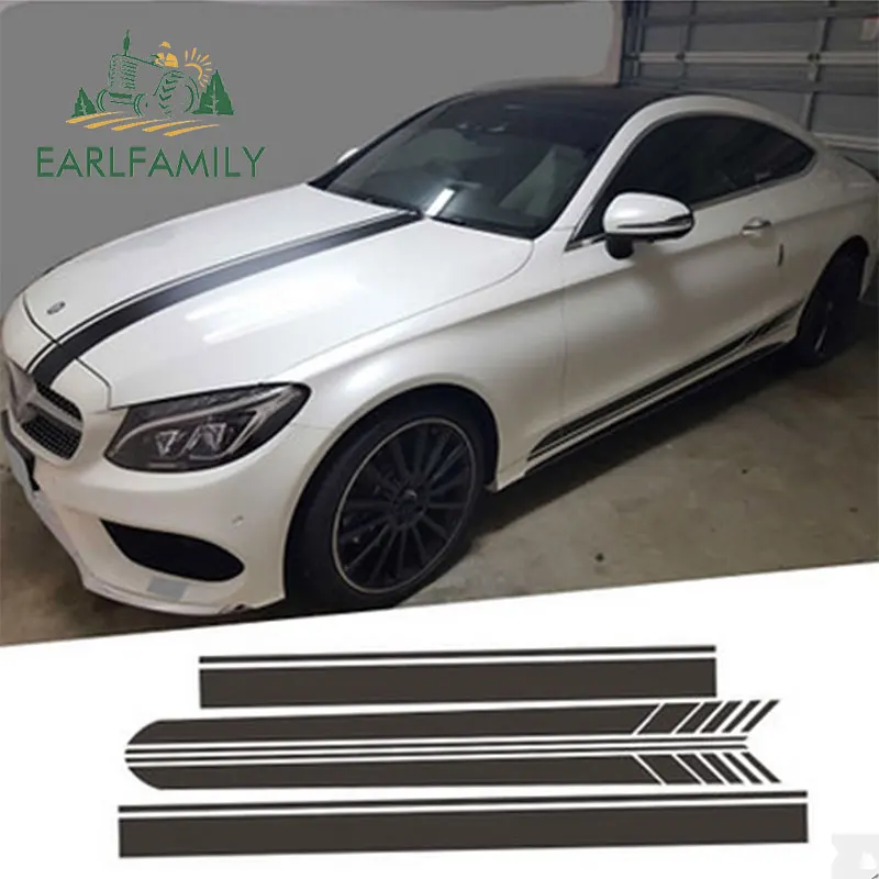EARLFAMILY, 180 см x 11,5 см, 2x Автомобильная наклейка, матовая, Авто Виниловая, для автомобиля, грузовика, кузова, крыши, гоночная, Полоска, наклейка, графика, автомобильная наклейка s