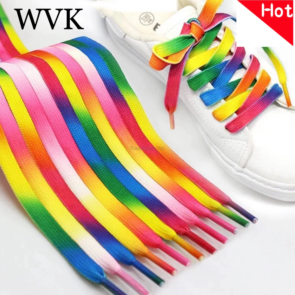 Cordones planos de colores para zapatillas de lona, 2 piezas, color arcoíris, gradientes, accesorios para zapatos|Cordones de - AliExpress