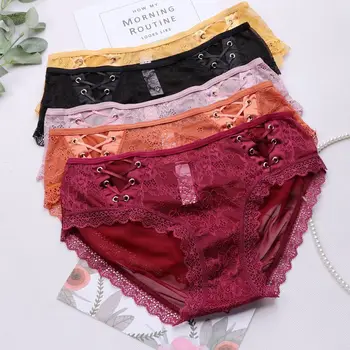 

SP&CITY Lace Bandage Sexy Panties Transparent Underwear Hollow Out Women's Underpants Colourful Seamless Thong Period Briefs