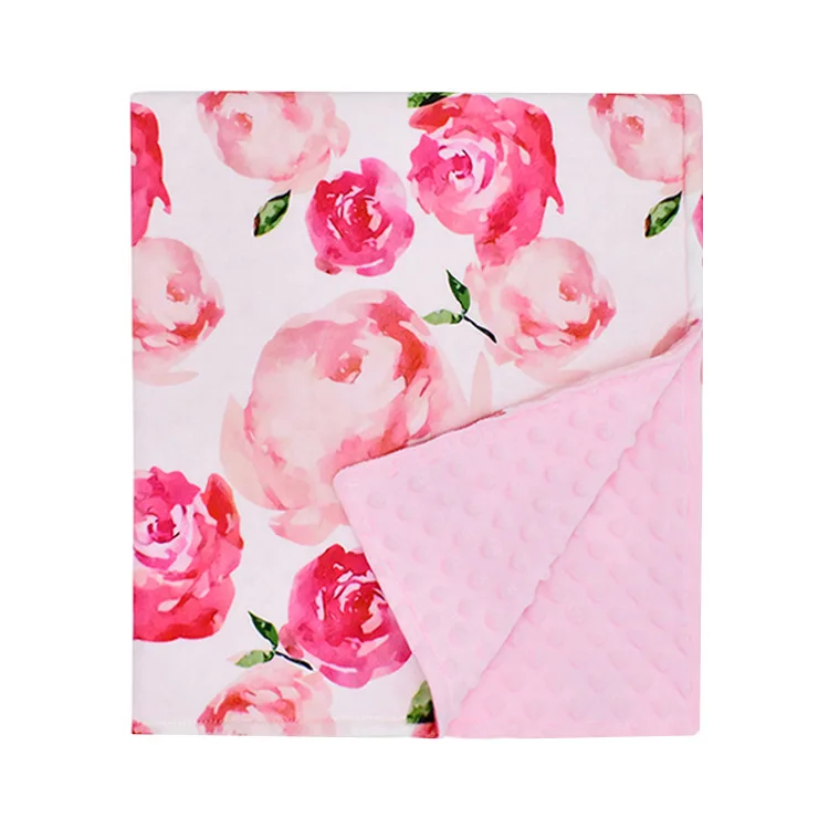 Детское одеяло Minky для новорожденных; Флисовое одеяло с цветочным рисунком для пеленания; Комплект для малышей; детский диван; постельные принадлежности для мальчиков и девочек; Клетчатое одеяло для коляски - Цвет: rose