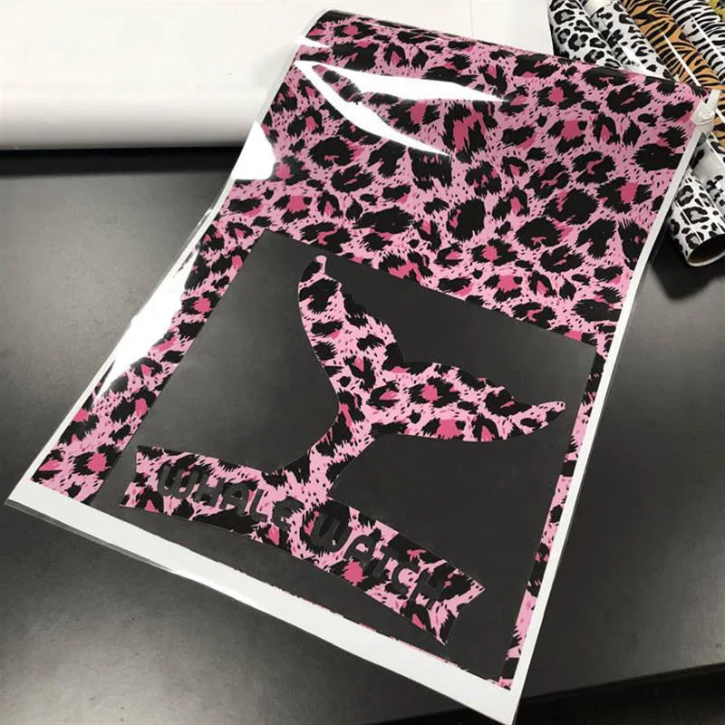 1 Sheet 25cm*25cm PU Leopard heat transfer vinyl film Stretch Cutting Heat press Vinyl Film Iron-on HTV T-Shirt