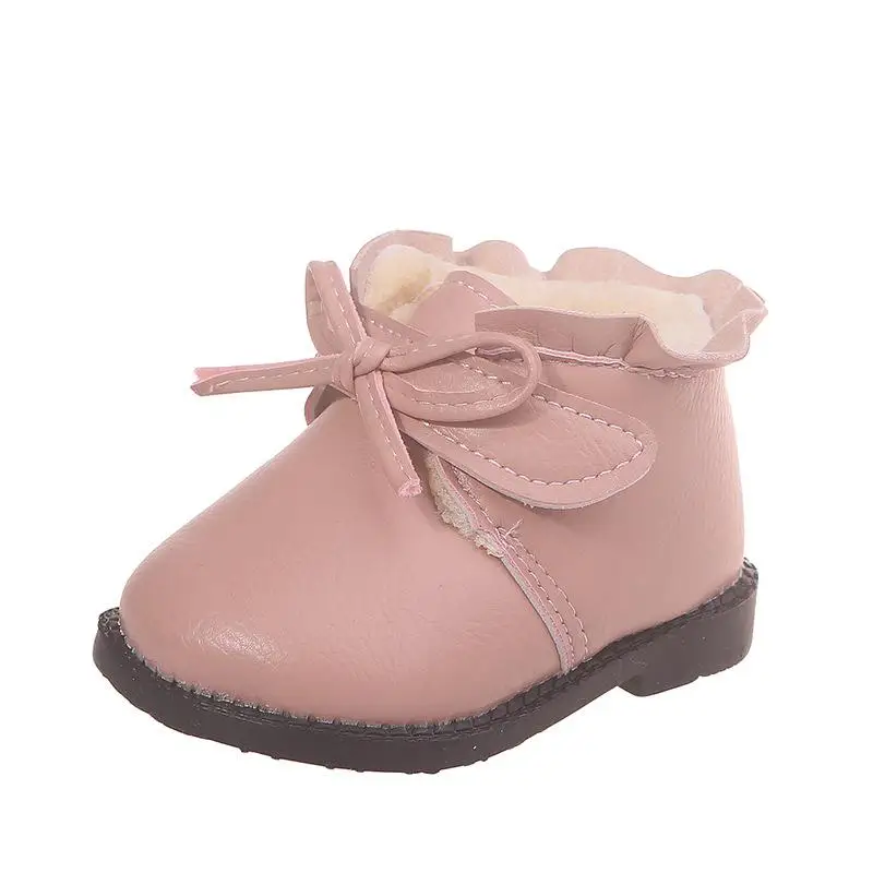 Winter Baby Girls Snow Boots Warm Children Plush Boots Non-slip Kids Boots Infant Cotton Shoes Children's Little Princess B493 - Цвет: Pink