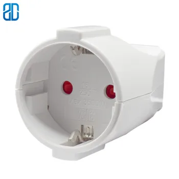

White EU Wiring Socket Eu European Wiring Socket Plug Male To Female AC Power Adapter Converter Power Cable Cord 16A 250V
