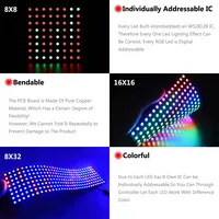 WS2812B RGB LED Digital Flexible Individually Addressable Panel Light WS2812 8x8 16x16 8x32 Module Matrix Screen DC5V 2
