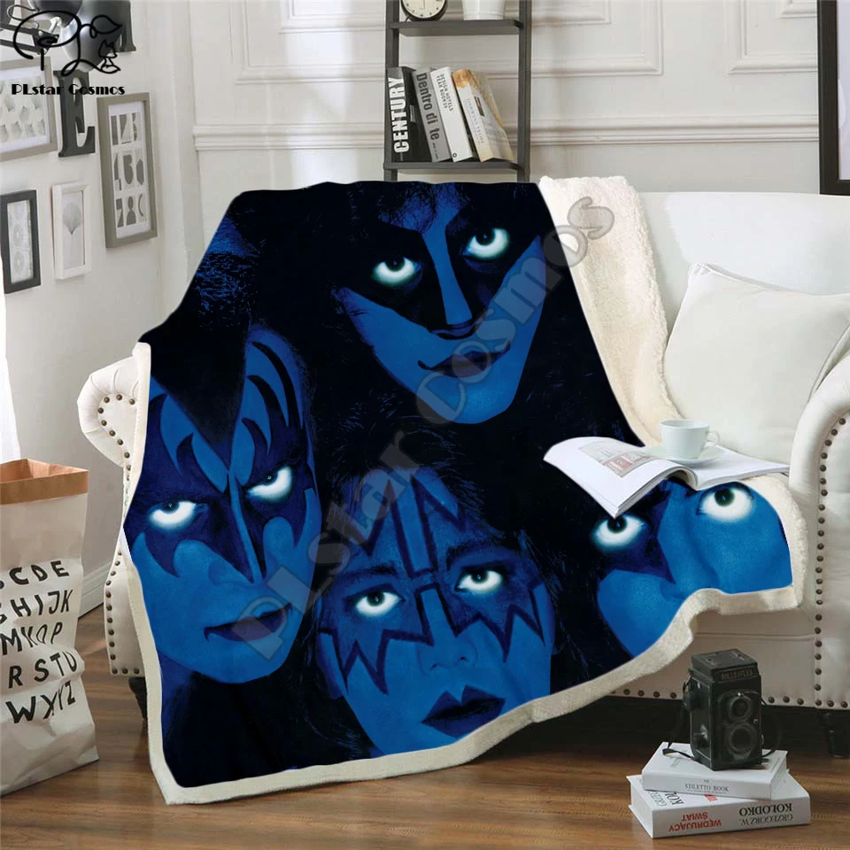 

Plstar Cosmos Band KISS Rock & Roll All Nite Party Blanket 3D print Sherpa Blanket on Bed Home Textiles Dreamlike style-4