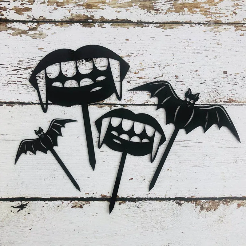 Счастливый Хэллоуин акриловый торт Топпер черный дом с привидениями летучая