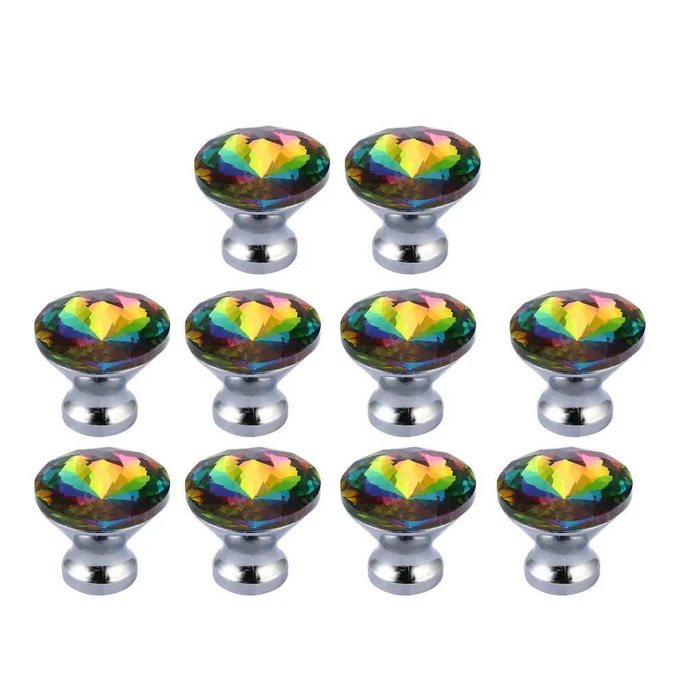 

10PCS 30mm Crystal Glass Door Knobs Diamond Shape Clear Shiny Knobs for Drawer Cupboard Handle Cabinet Home Decor