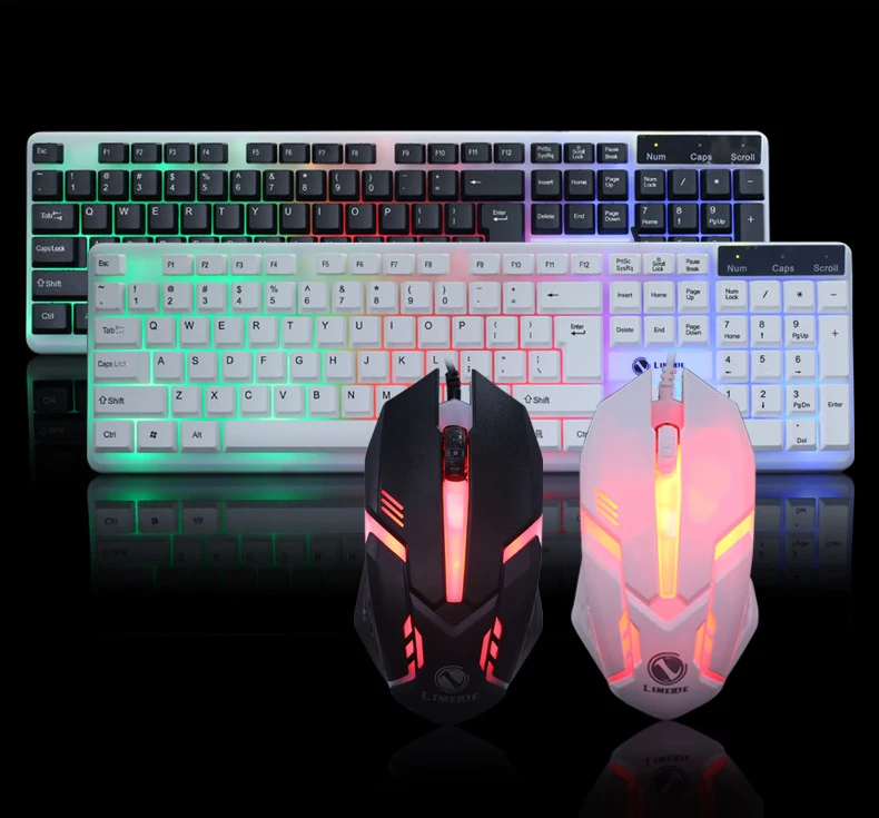 Mechanical Feel Keyboard Gaming Wired Mouse Sets 104 Button Illuminate Keyboard With Backlight PC Key board LED Keybord Mause