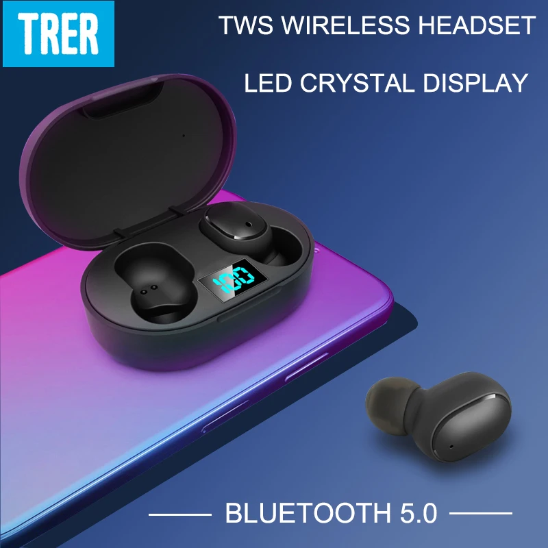 

Bluetooth Headphones built-in microphones Bluetooth 5.0 Wireless Earphones HiFi Bass Stereo Headset with LED Battery Display