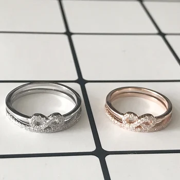 

OL Style 925 Sterling Silver A Row Rings for Women Rose Gold Color Infinity Ring Wedding Ring Fine Jewelry Gift