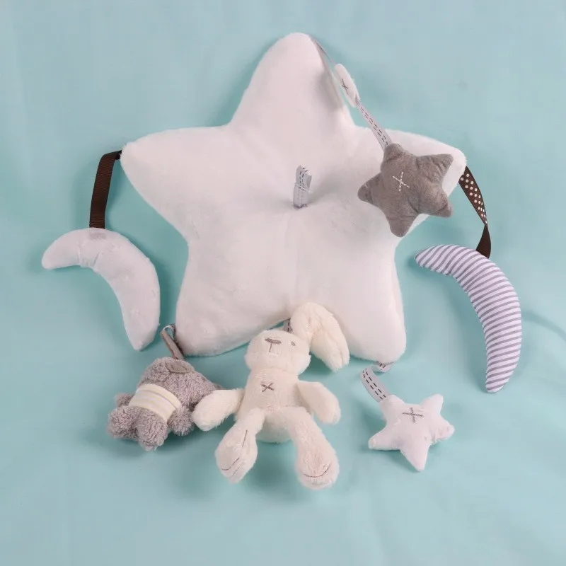 Baby Mobile Crib Toys Rabbit Musical Box with Holder Arm Music Newborn Rotating Bed Bell Plush 5