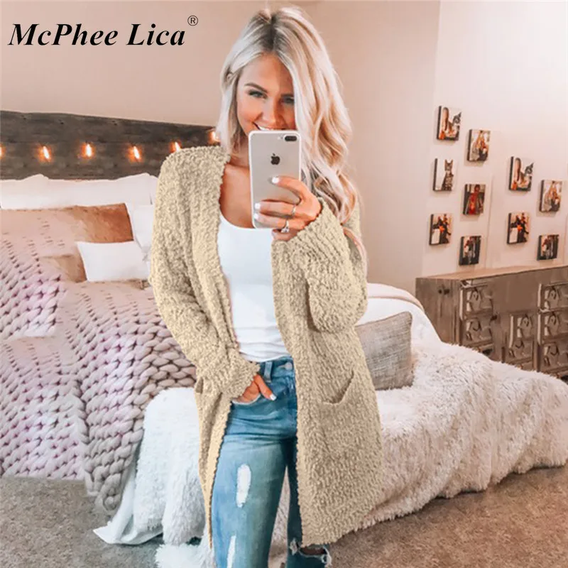 Long Cardigan Female 2019 Autumn Winter Women Sleeve Sweater Knitted Cardigans for Jacket |
