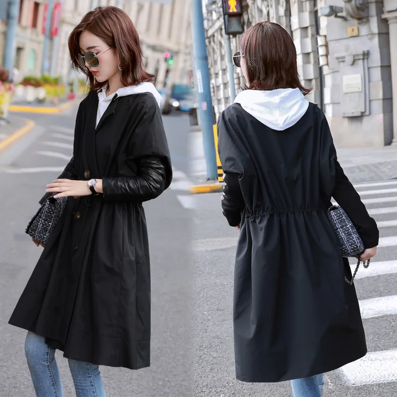 

Trench Coat 2018 Winter Mid-length Slim Fit Trend Simple Cool Long Sleeve Polo Collar Slimming Versatile