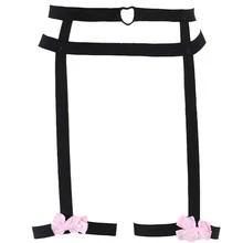 Розовый бант Подвязки Пояс ноги тело жгут черный бондаж чулки Тело ремень Готический сексуальное женское белье Панк рейв каваи подвязки жгут