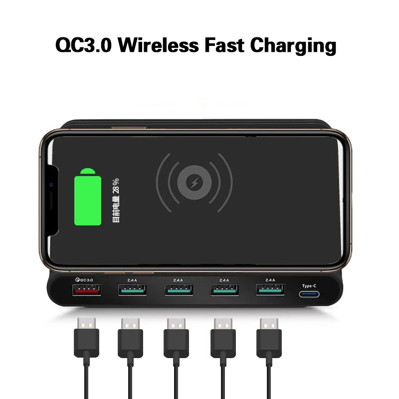Быстрая зарядка 3,0 USB зарядное устройство 60 Вт Qi Беспроводное зарядное устройство для iPhone X XS MAX 8 samsung S10 S9 S8 S7 QC3.0 быстрое зарядное устройство EU US UK Plug