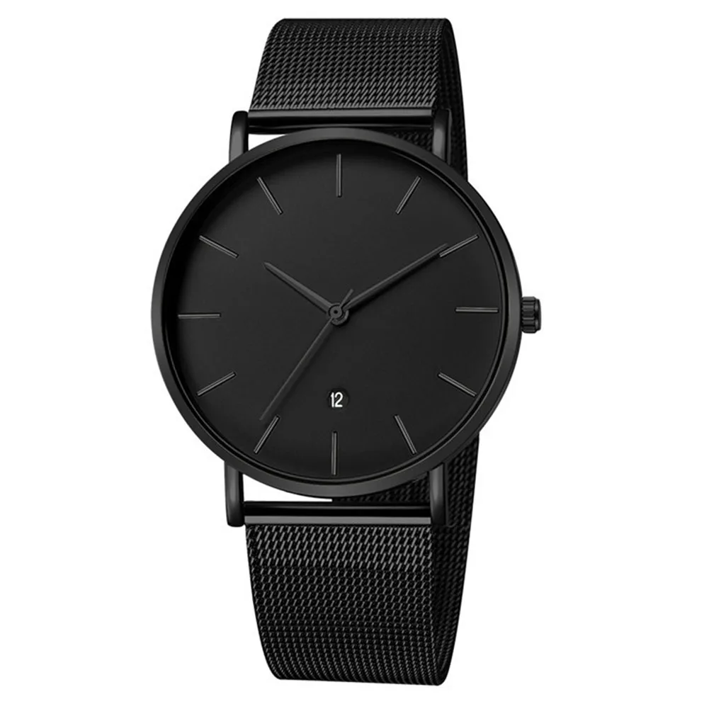 

Men Practical Students Fashion Durable Pin Buckled Accurate With Digital Calendar Easy Clean Wrist Watch Round Mesh Belt