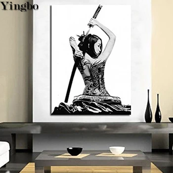 

Samurai Japanese art girl Picture Of Rhinestone DIY 5D Diamond Painting Full Square round drill Mosaic Diamond Embroidery gift