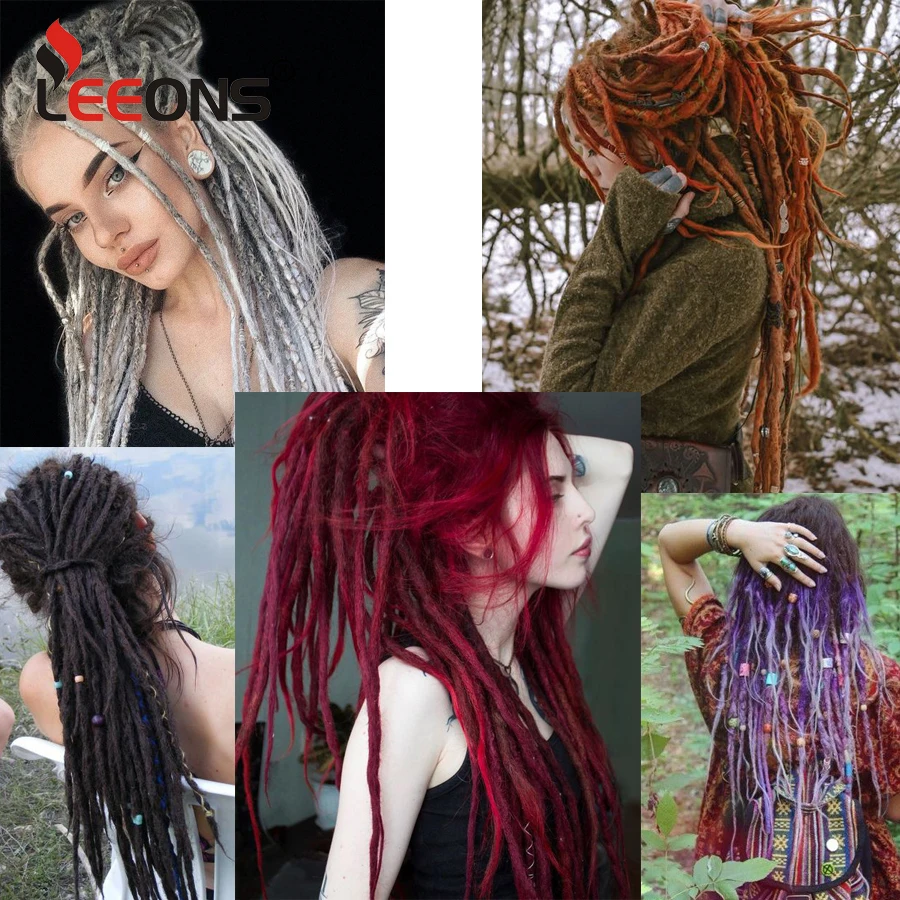 Leeons Synthetic Dreadlocks Crochet Braids Hair Extension For Black Women 5Pcs/Pack Ombre Colored Dreadlocks Hair Accessories 6