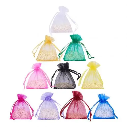 100 шт./компл. мини разноцветные шнурки для конфет и ювелирных изделий сетчатый мешок для хранения Контейнер для вечерние упаковочные подарочные пакеты - Цвет: Mixed Color