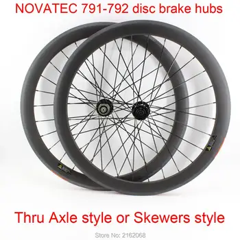 

New 700C Road bike matt 3K full carbon fibre tubular clincher tubeless rim bicycle wheelset Thru Axle disc brake hubs Free ship