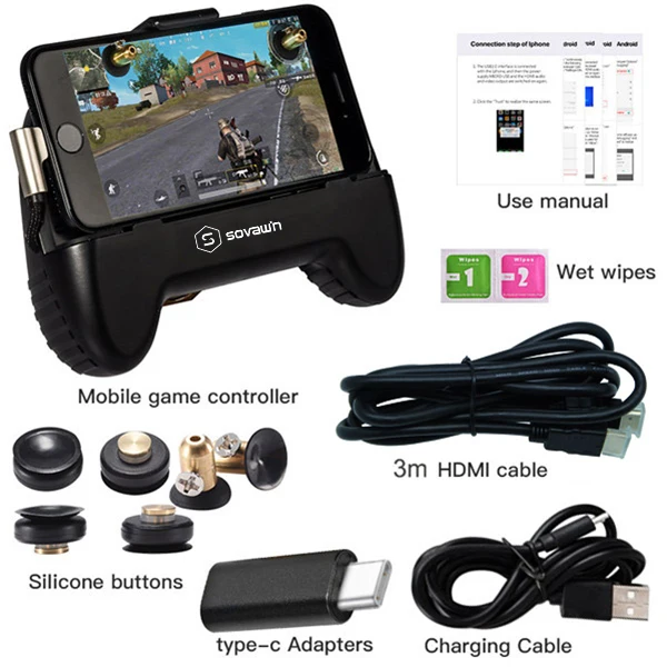 HDMI мобильный игровой контроллер 1080P HDMI дисплей телефон к телевизору проектор геймпад джойстик триггер l1r1 для iphone для Xiaomi huawei - Цвет: for Type-C-3m