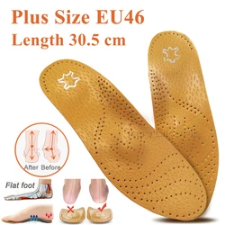 Premium Leather Orthotic Insoles with High Arch Support and Corrective Alignment - 1 Pairs (Plus size EU 46)