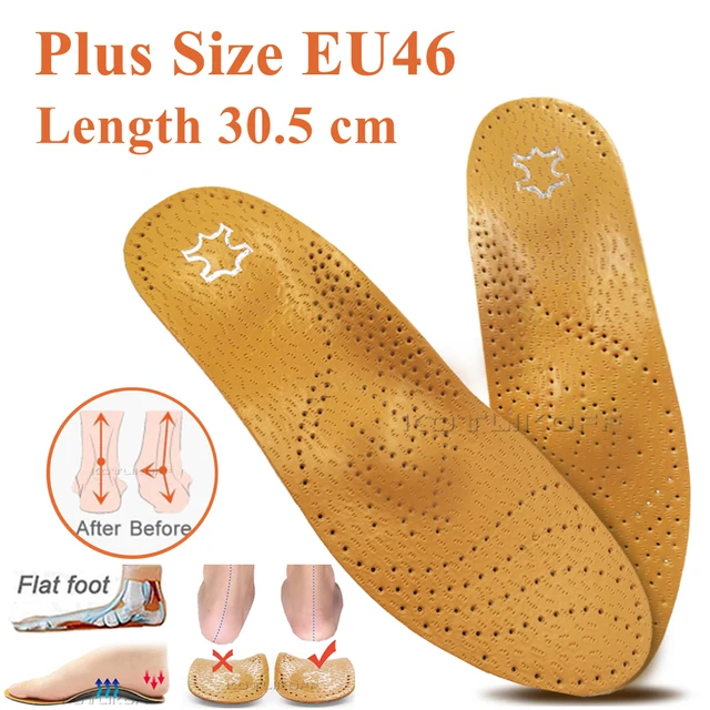 Best Insole For Shoes Leather Orthotic Insoles Flat Feet High Arch Support Orthopedic Shoes Sole Fit In O/X Leg Corrected Insert Plus size EU 46