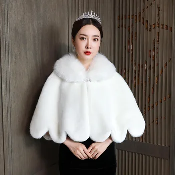 

2020 Sale Toreritas Mujer And Winter Wedding Bride Thickening Mantle Big Yards Shawls Fakes Mink Fox Cloak To Keep Warm Dresses