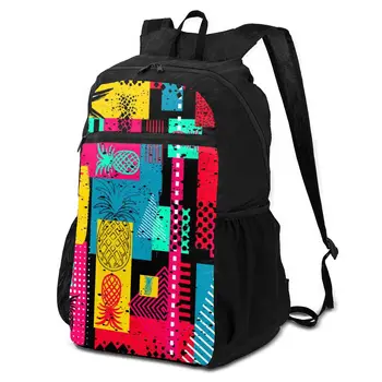 

Exotic Summer Colorful Pneapples Geometric Pattern Lightweight Packable Backpack Folding Handy Travel Daypack for men women OLN
