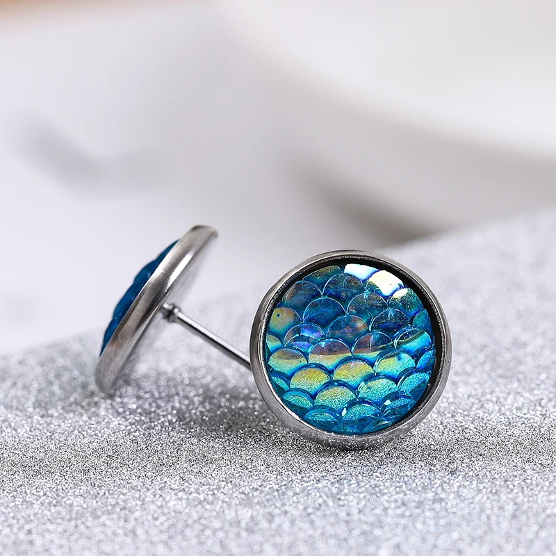 

Fashionable stainless steel round fish-scale earrings earrings simple geometry research of ladies small earrings pendant jewelry