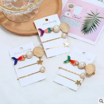 60 компл./лот 3 шт./компл. DIY Простые мульти морские раковины звезды заколки для волос сплав Русалка заколки для волос Инструменты для укладки волос аксессуары HA861