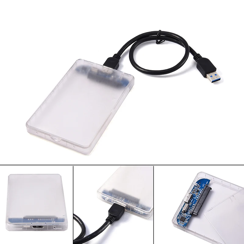 2 5 дюймов USB 3 0 SATA HDD жесткий диск Внешний корпус для жесткого диска Прозрачный