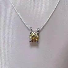 

Simple Classic 1ct Size 6.5mm Golden Color Real Moissanite Pendant Lab Diamonds Pendant Necklace S925 Silver For Women