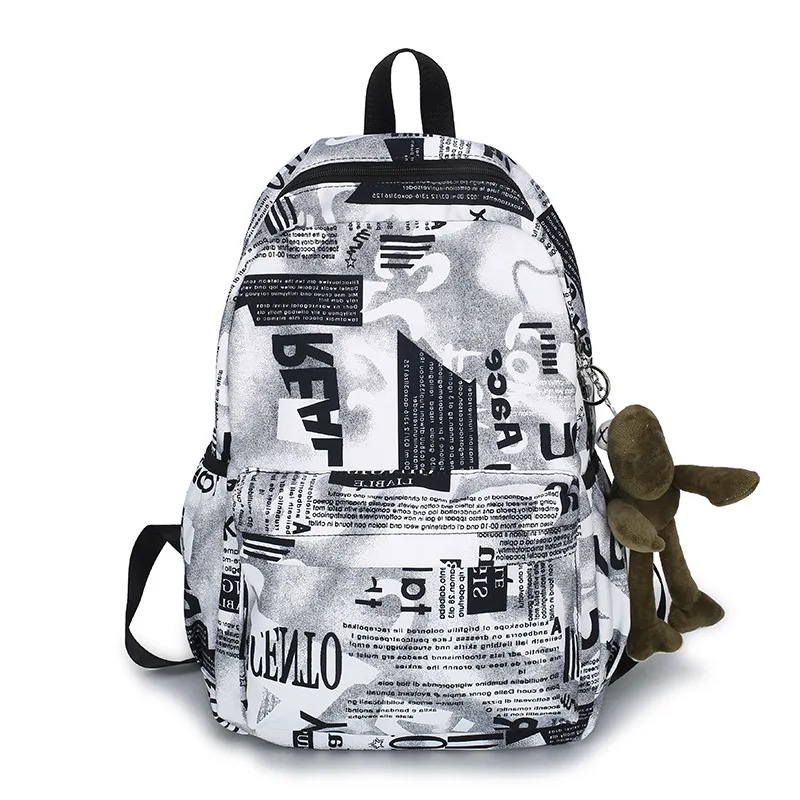 

2020 New School Bag Korean Retro Graffiti Hit Color Ins Backpack Fashion Multifunctional Outdoor Travel Bag All-match Sac A Dos