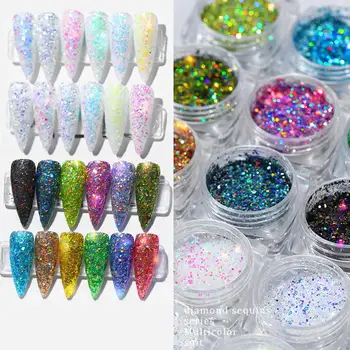 

BellyLady 12 Colors Nail Beauty Sticker DIY Finger Nail Art Diamond Nail Glitter Sequins Manicure