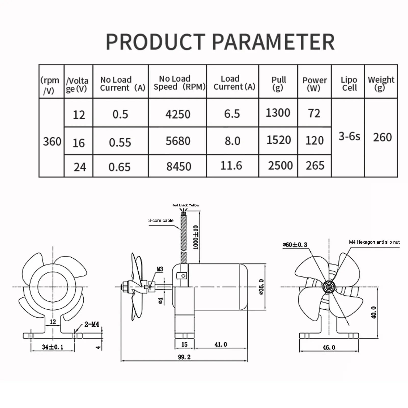 DD TD2.5 25V 265W Underwater Thruster/Propulsion/Propeller For ROVs / Nesting Vessels / AUV / Trawler / Unmanned Vessel 6
