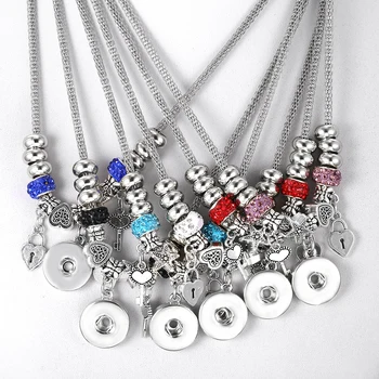 

New Snap Jewelry Necklace Handmade DIY Charm Beaded Snap Button Necklace 18mm 20mm Snap Buttons Jewelry Beads Necklace