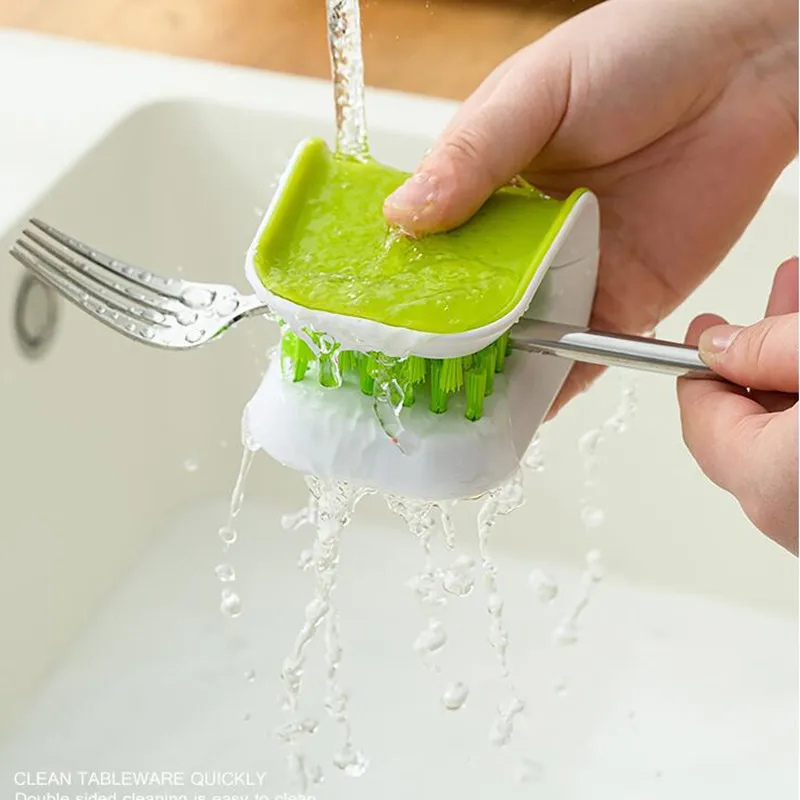 Необычная двусторонняя щетка с лезвиями для столовых приборов нож вилка палочка